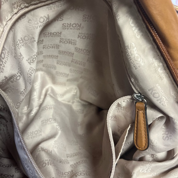 Michael Kors Leather Hobo Bag MK brown Silver Metal Accents Buttery soft Leather - Picture 6 of 13